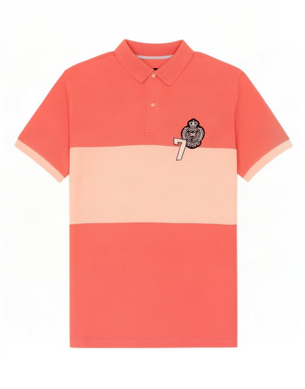 Polo da uomo Massimo Dutti XL in cotone color block rosa