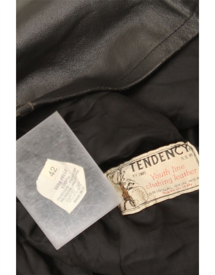 Giacca in pelle da donna vintage IT 42 media in pelle nera