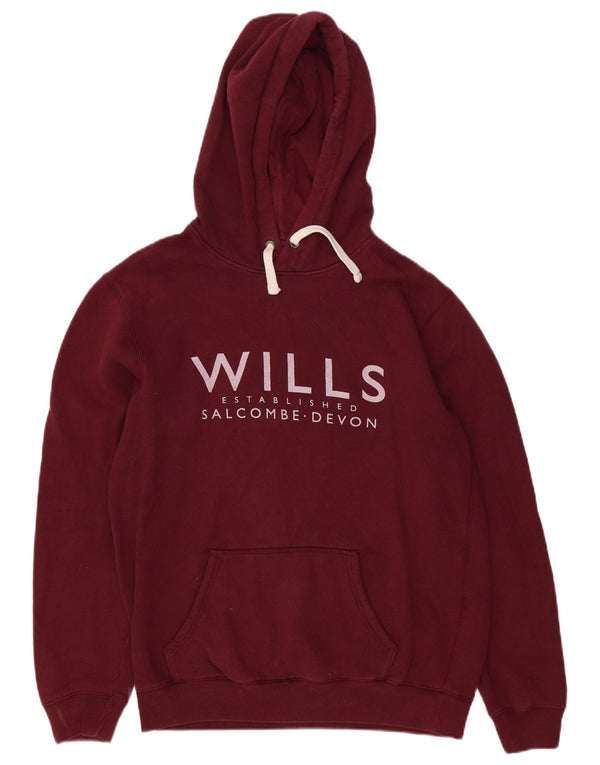 Felpa con cappuccio grafica ampia da uomo Jack Wills XS in cotone bordeaux