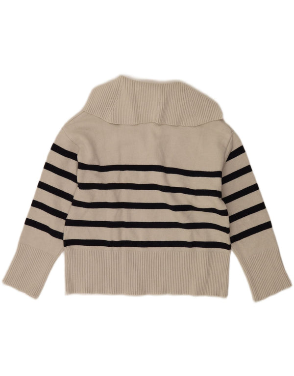 Maglione maglione a collo alto da donna Zara UK 10 piccolo a righe bianco sporco