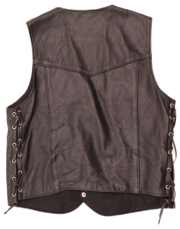 Gilet in pelle da uomo vintage EU 44 XS Nero