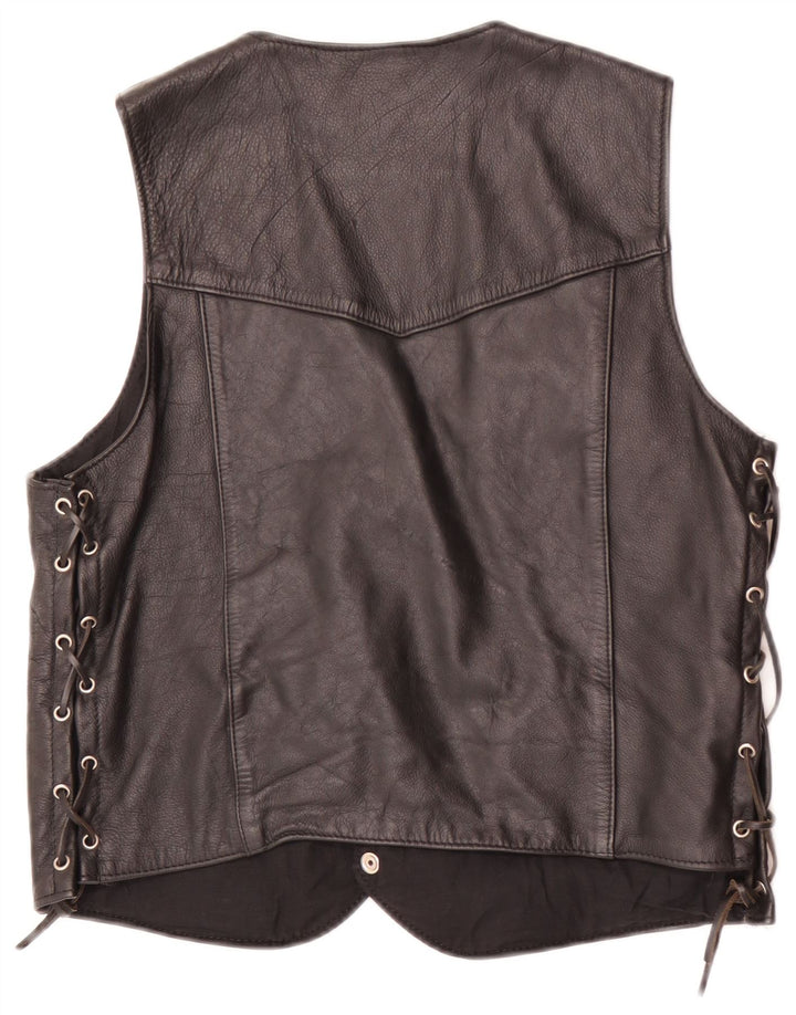 Gilet in pelle da uomo vintage EU 44 XS Nero