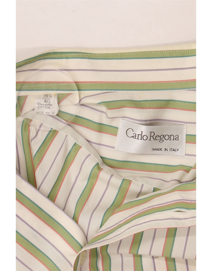 Camicia da uomo a maniche corte Carlo Regona taglia 40 15 1/2 verde medio a righe