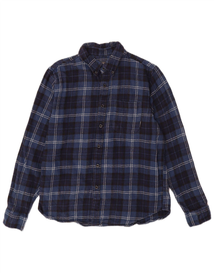 Eddie Bauer Camicia da uomo in flanella di cotone a quadri blu navy medio