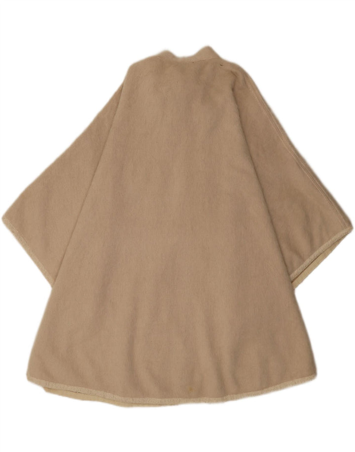 Cappotto a mantella vintage da donna, taglia unica, in lana vergine beige