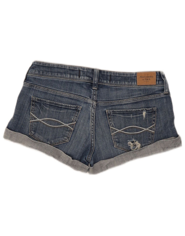 Pantaloncini di jeans invecchiati Abercrombie & Fitch da donna W25 XS in cotone blu