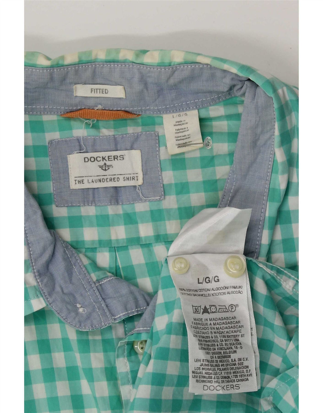 Camicia aderente da uomo Dockers grande in cotone a quadretti blu
