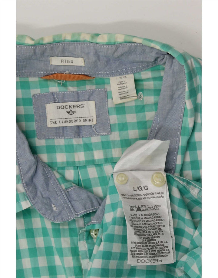 Camicia aderente da uomo Dockers grande in cotone a quadretti blu