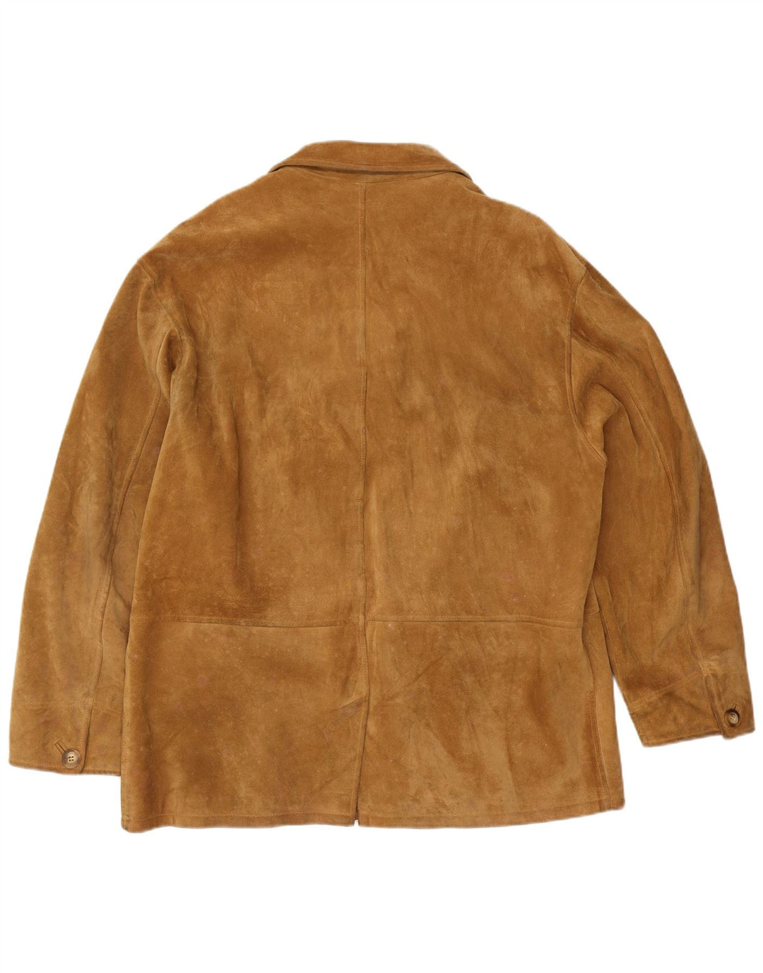 Giacca blazer vintage da uomo in pelle scamosciata a 4 bottoni IT 56 3XL Beige