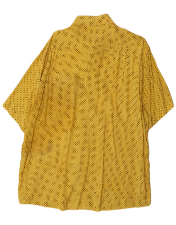 Camicia vintage da uomo a maniche corte in viscosa maculata gialla grande