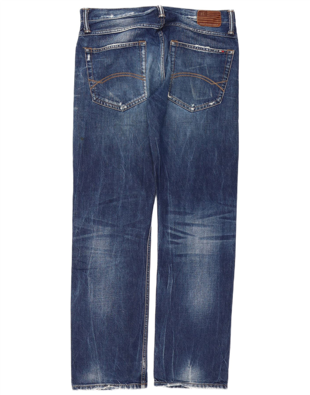 TOMMY HILFIGER Jeans dritti invecchiati Ryder da uomo W34 L34 cotone blu