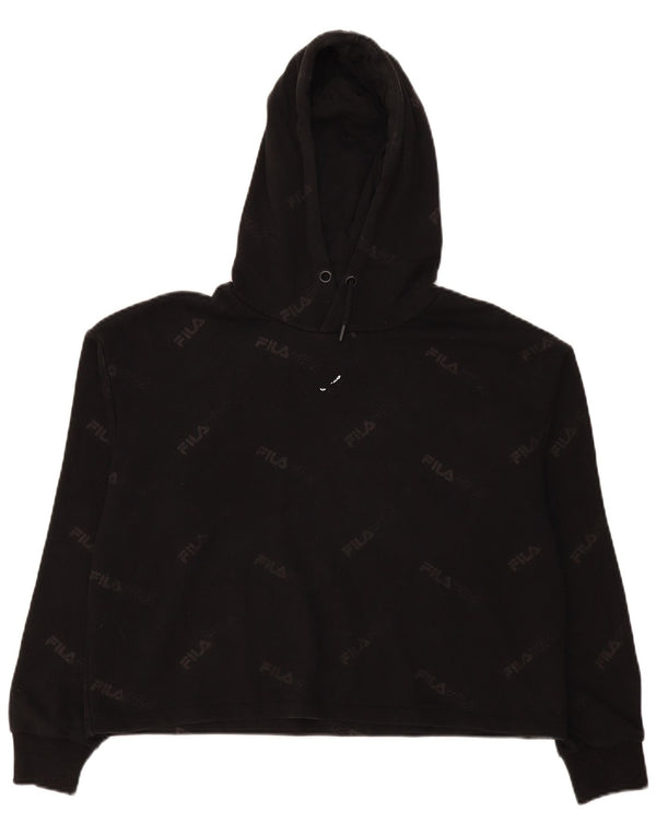 Felpa con cappuccio oversize grafica da donna Fila UK 16 grande cotone nero