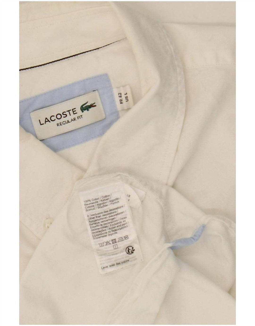 Camicia da uomo Lacoste taglia 42 grande cotone bianco