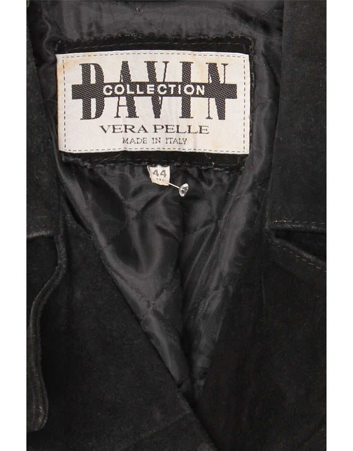 Cappotto doppiopetto in pelle scamosciata vestibilità ampia da donna Davin IT 44 medio nero