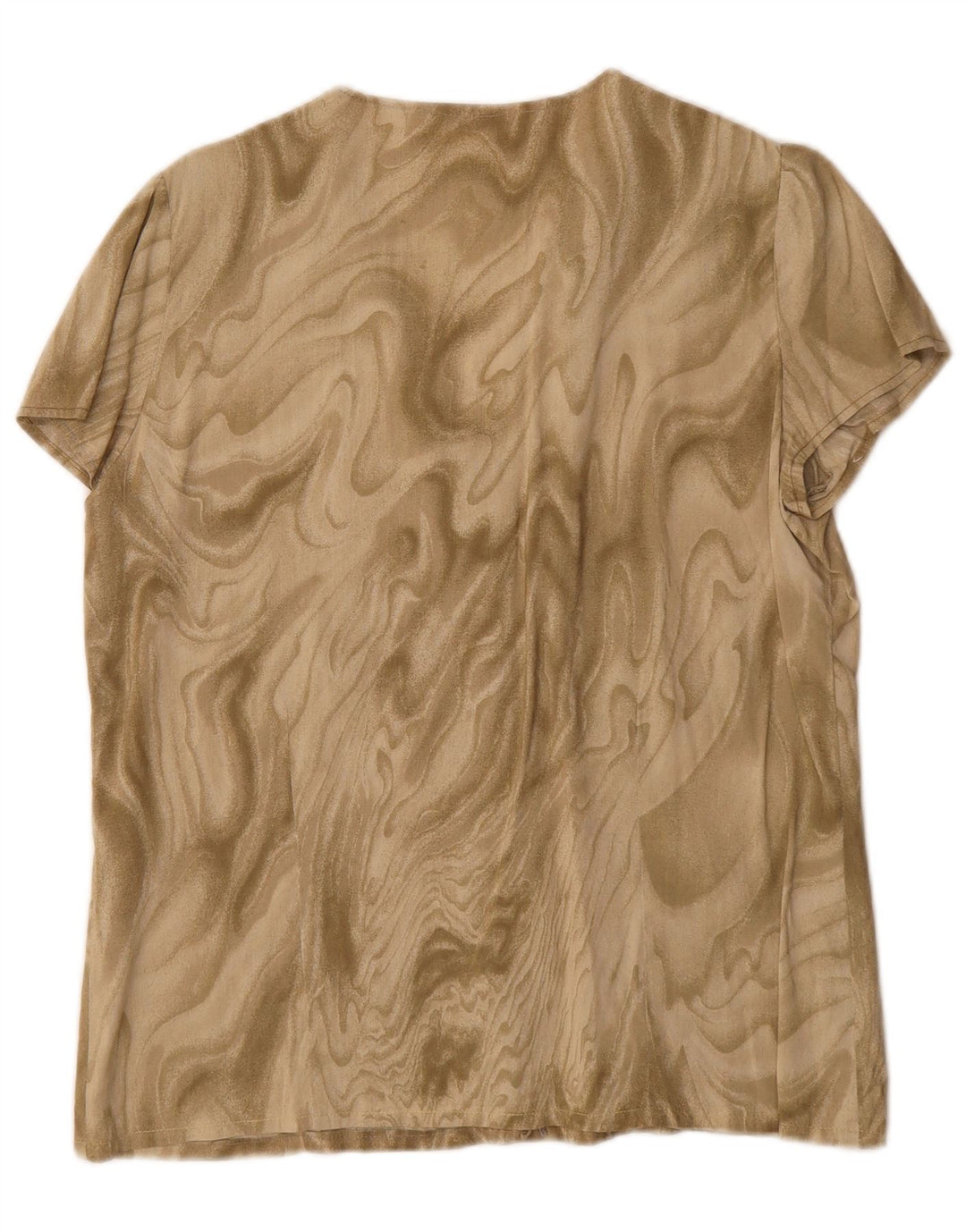 Camicetta a maniche corte con motivo astratto da donna vintage UK 16 grande cachi
