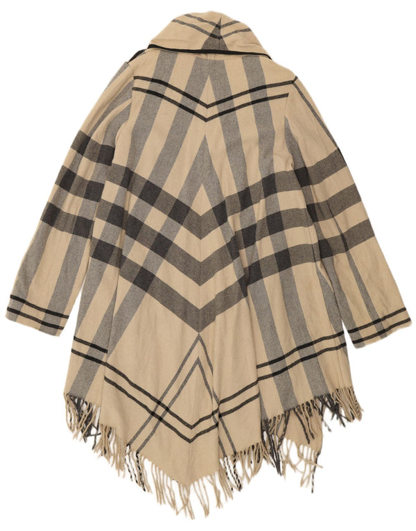 Soprabito aperto dalla vestibilità rilassata da donna Zara UK 10 piccolo in lana scozzese beige