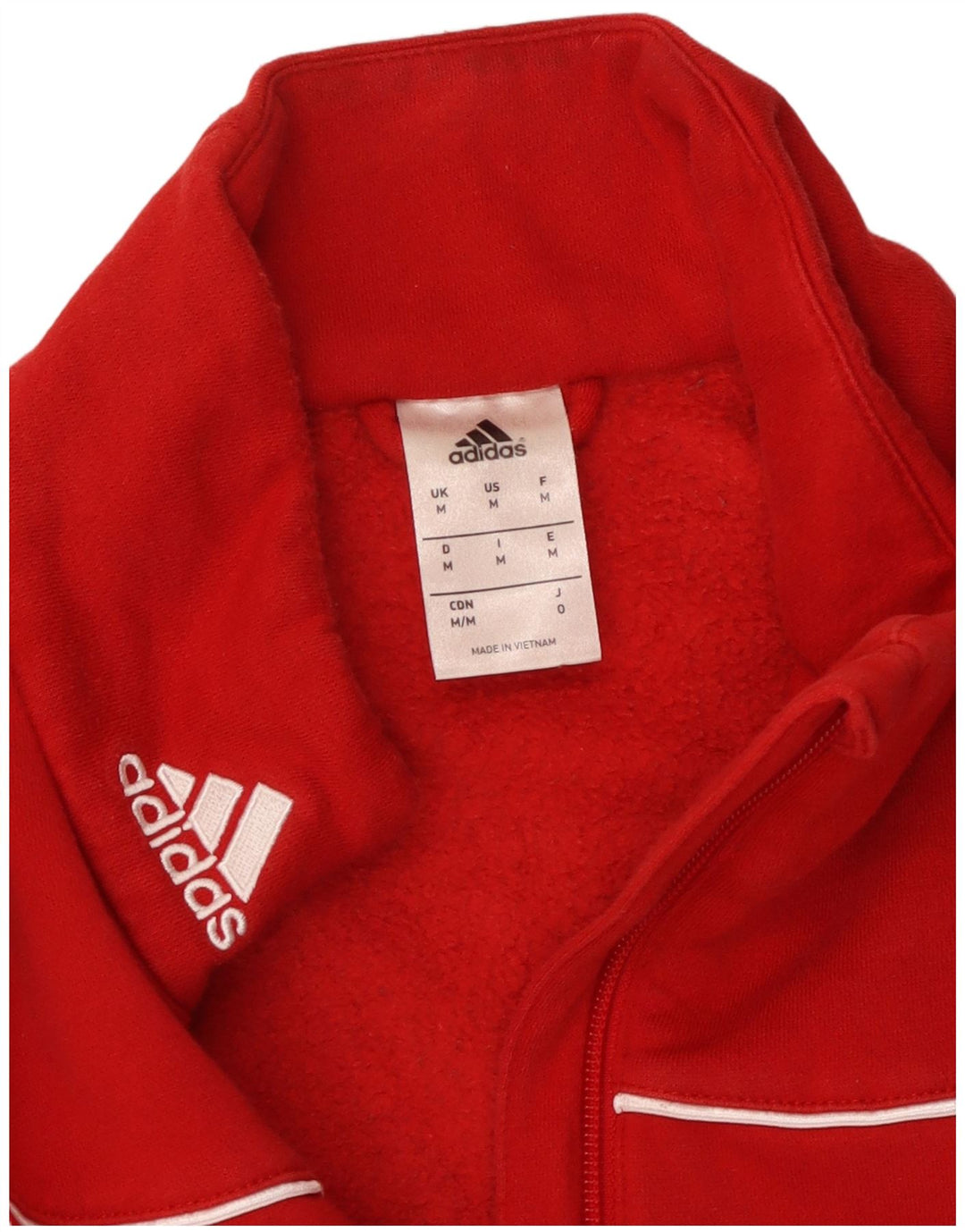 Felpa ADIDAS da uomo con zip e collo rosso medio