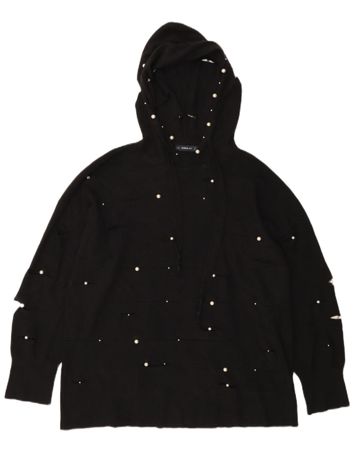 Maglione oversize con cappuccio da donna Zara UK 10 piccolo nero