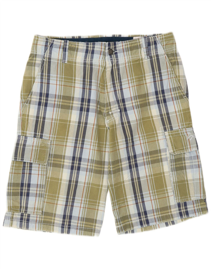 Pantaloncini cargo da uomo Sundek W32 cotone a quadri kaki medio
