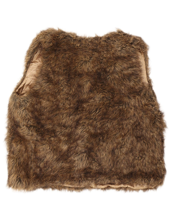 Gilet da donna in pelliccia sintetica Marks & Spencer UK 18 XL acrilico marrone
