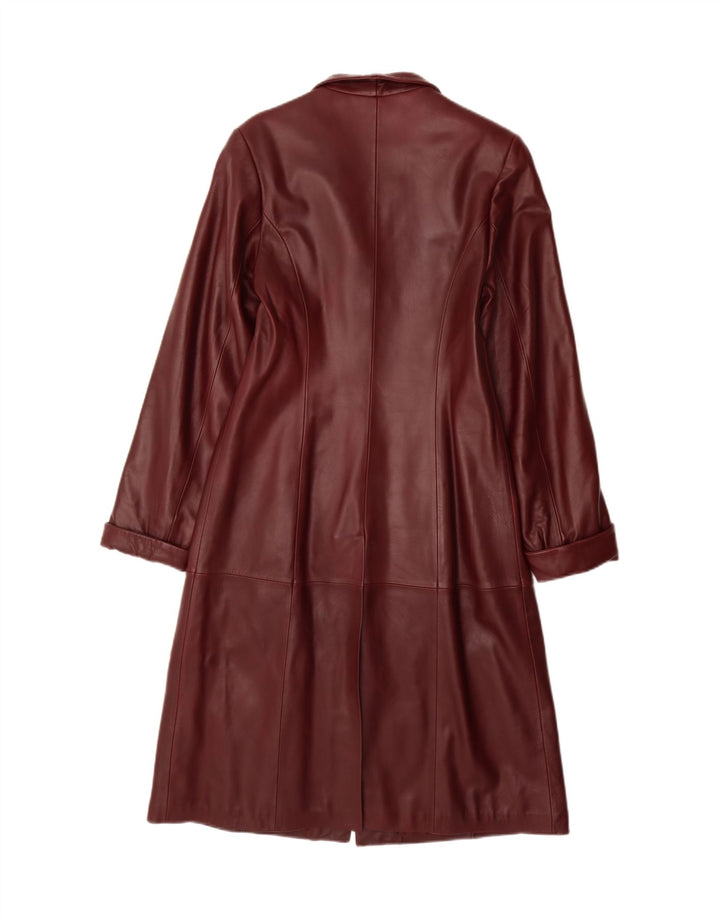 Cappotto in pelle vintage da donna UK 20 2XL Pelle bordeaux