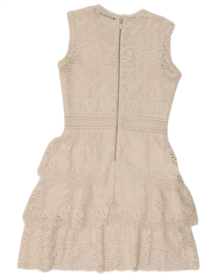 Guess Abito a strati in pizzo senza maniche da donna UK 12 Poliestere bianco medio