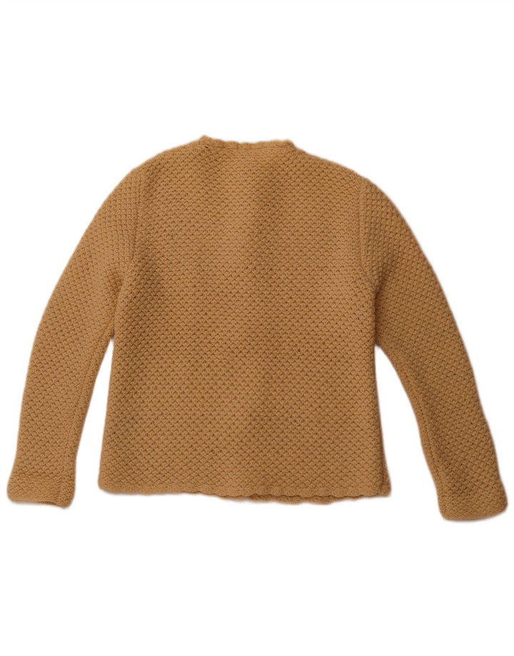 Maglione cardigan da donna VINTAGE UK 12 Lana d'agnello beige medio