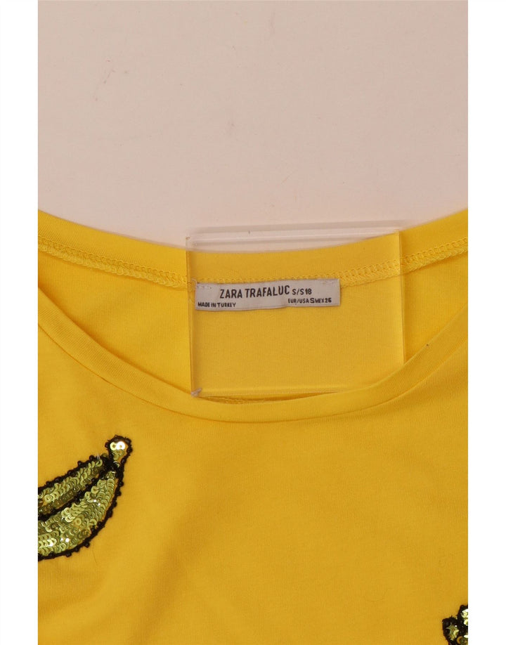 T-shirt Zara da donna Top UK 10 piccola gialla