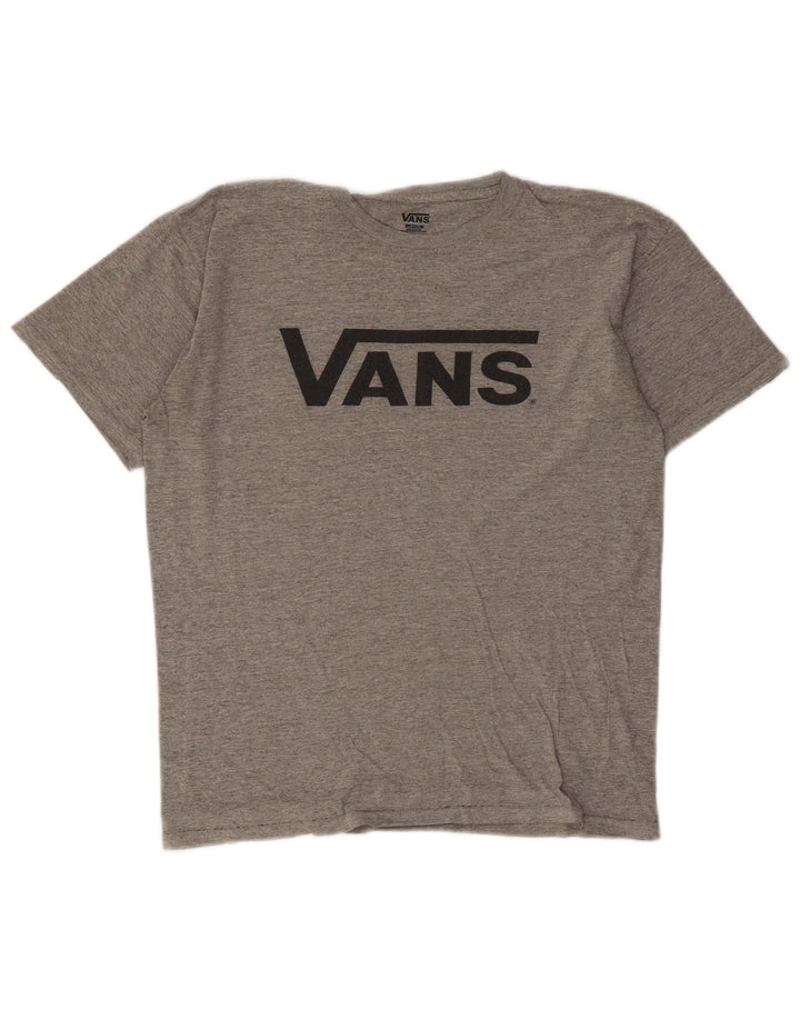 T-shirt grafica da uomo Vans Top in cotone chiazzato grigio medio