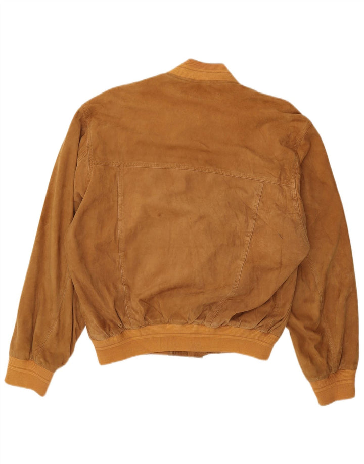 Giubbotto bomber vintage in pelle scamosciata da uomo IT 48 in pelle marrone medio