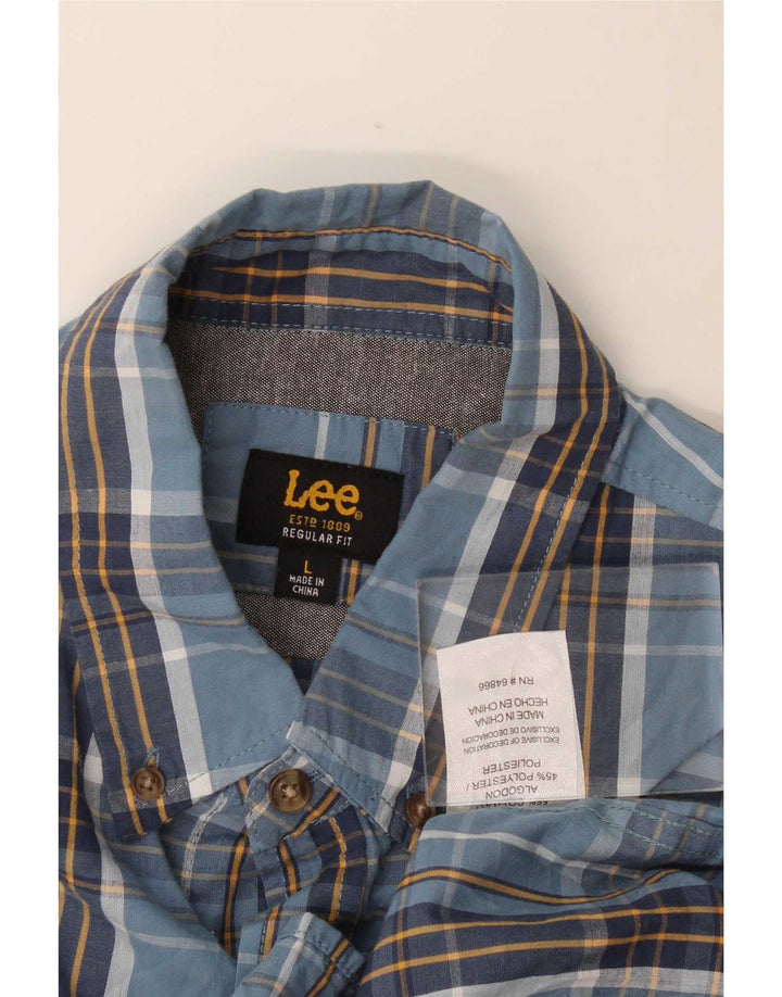 Camicia Lee da uomo a maniche corte, vestibilità regolare, grande, in cotone a quadri blu navy