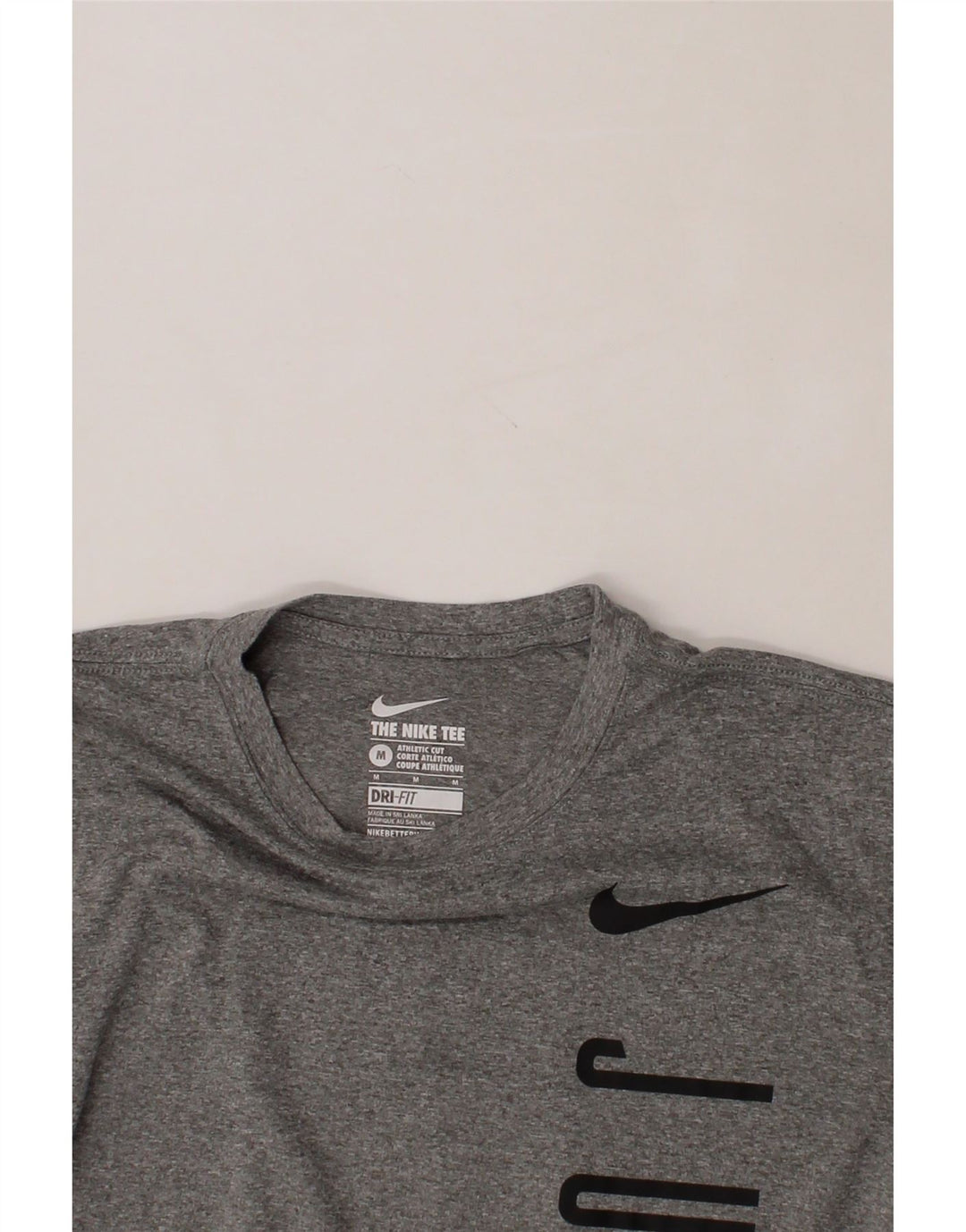 NIKE Mens Dri Fit Graphic T-Shirt Top Medium Grey Flecked Polyester Vintage Nike and Second-Hand Nike from Messina Hembry 