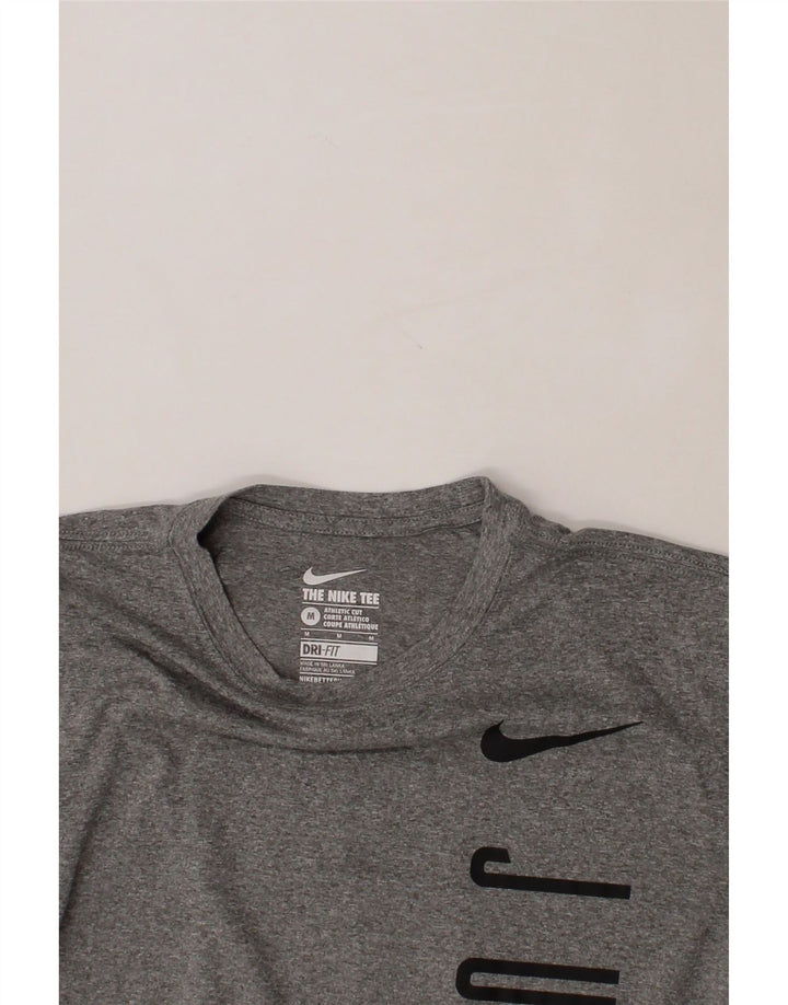 NIKE Mens Dri Fit Graphic T-Shirt Top Medium Grey Flecked Polyester Vintage Nike and Second-Hand Nike from Messina Hembry 