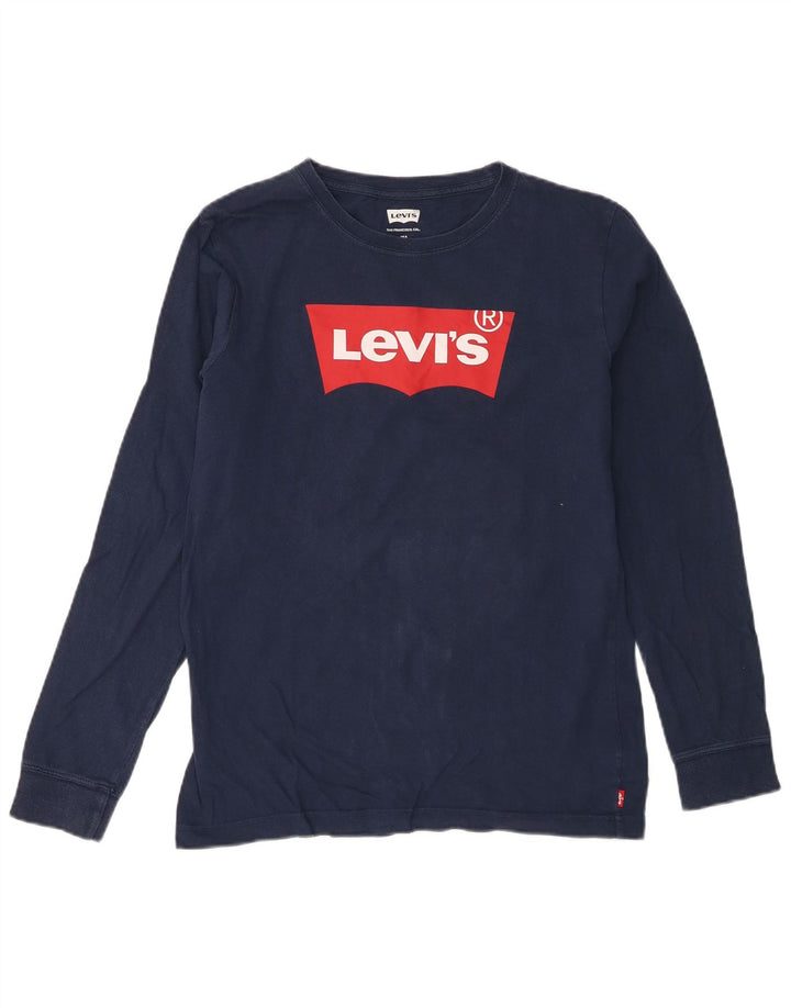 Maglietta grafica da ragazzo Levi's a maniche lunghe 15-16 anni in cotone blu navy