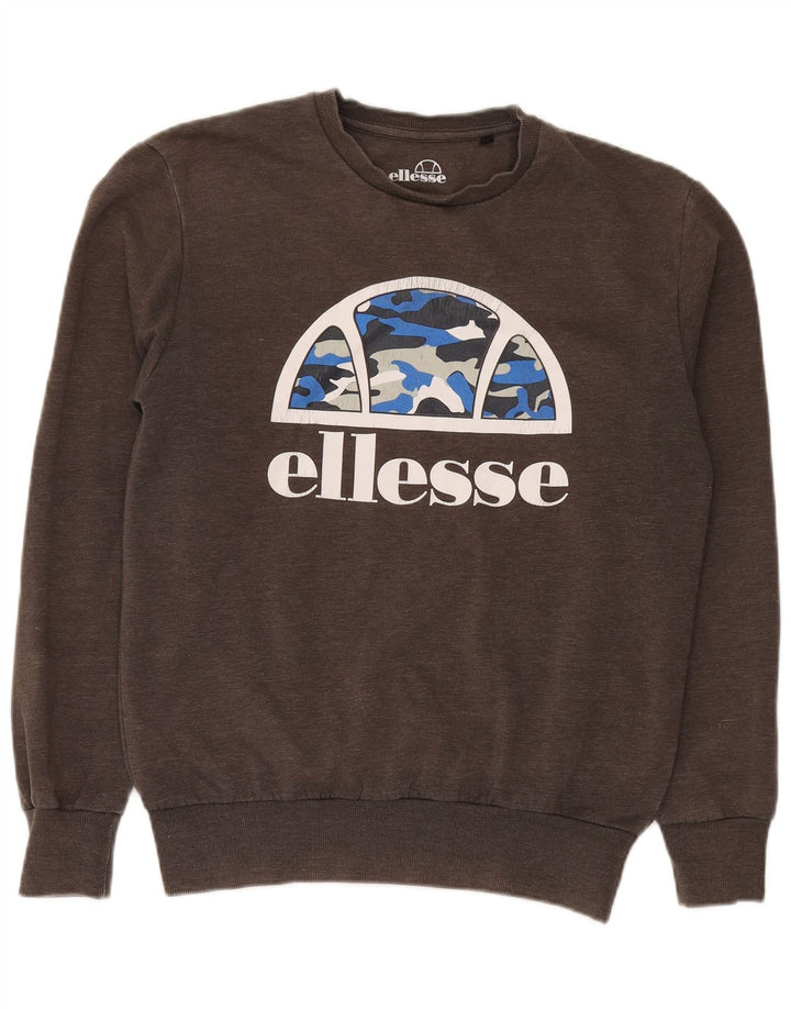 Felpa grafica da uomo Ellesse, maglione, cotone grigio medio