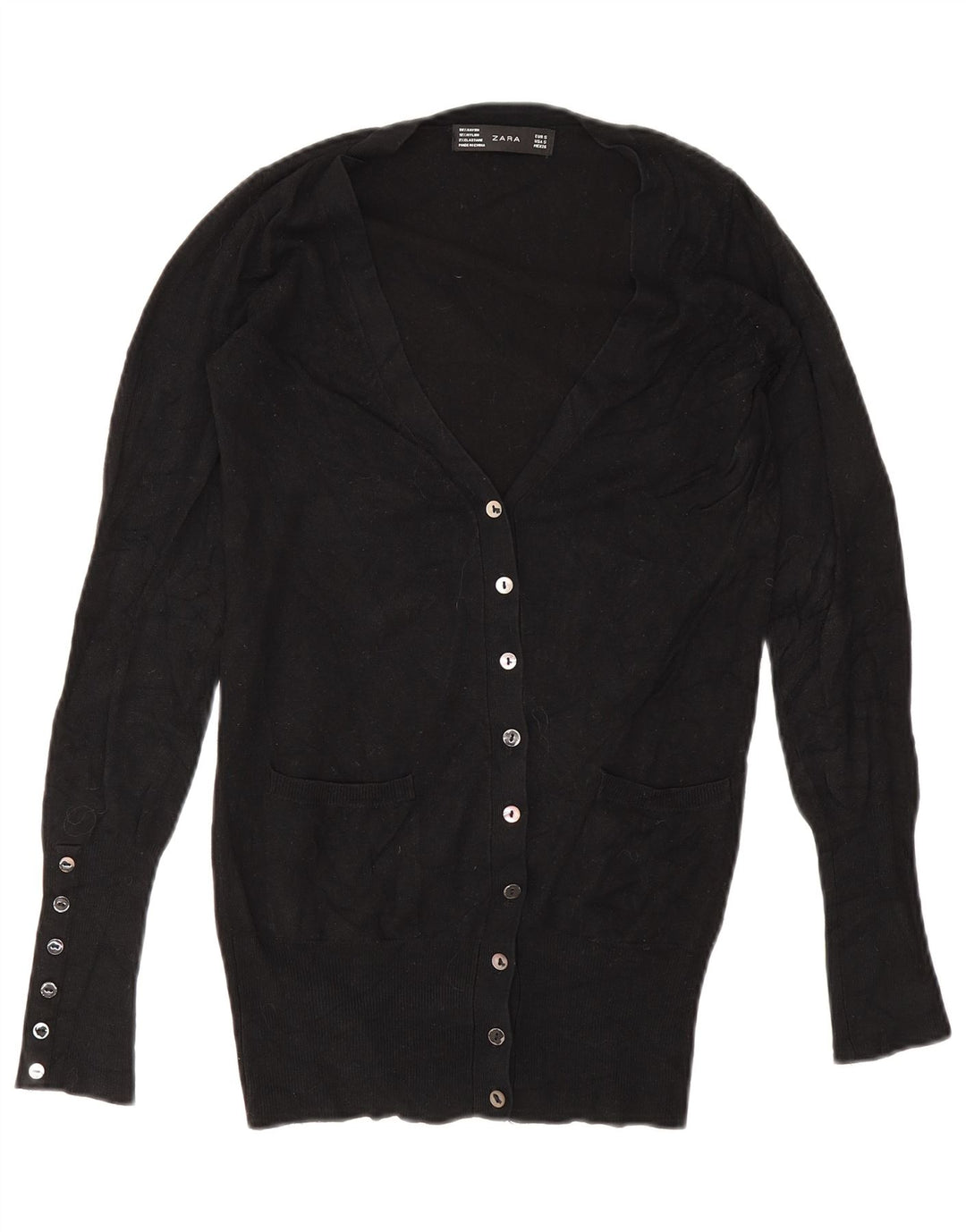 Maglione cardigan da donna Zara UK 10 piccolo rayon nero