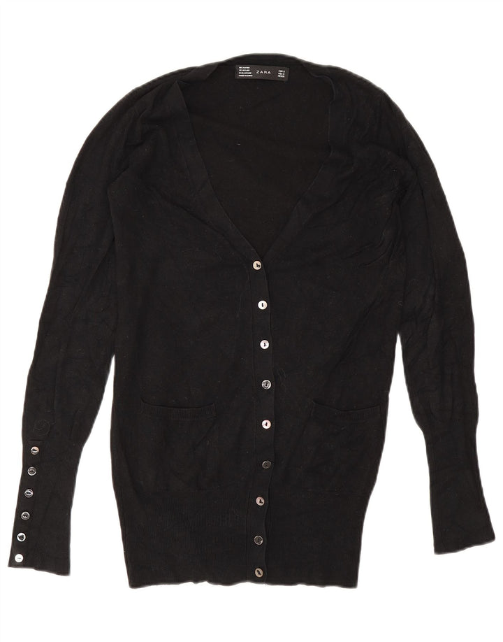 Maglione cardigan da donna Zara UK 10 piccolo rayon nero