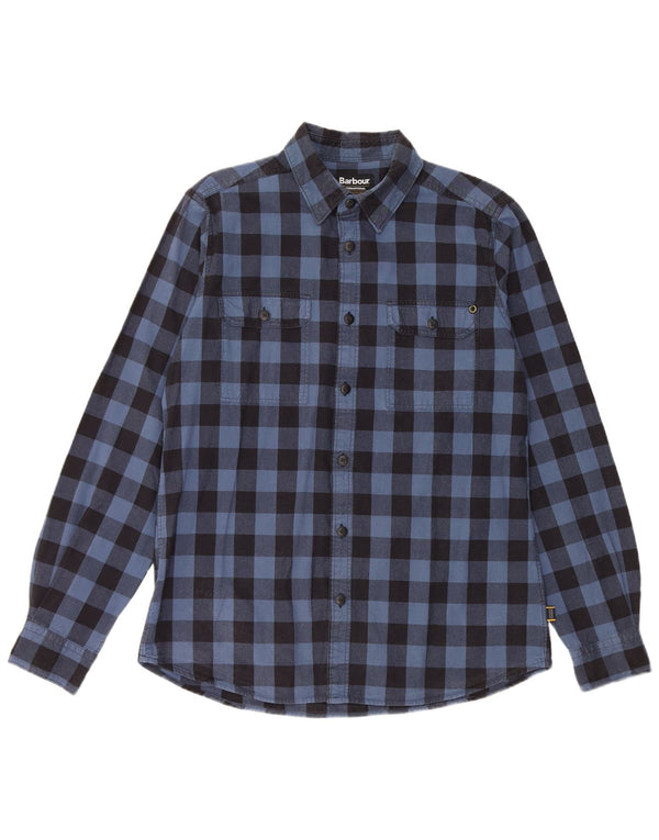 Barbour Mens Shirt Medium Blue Gingham Cotton