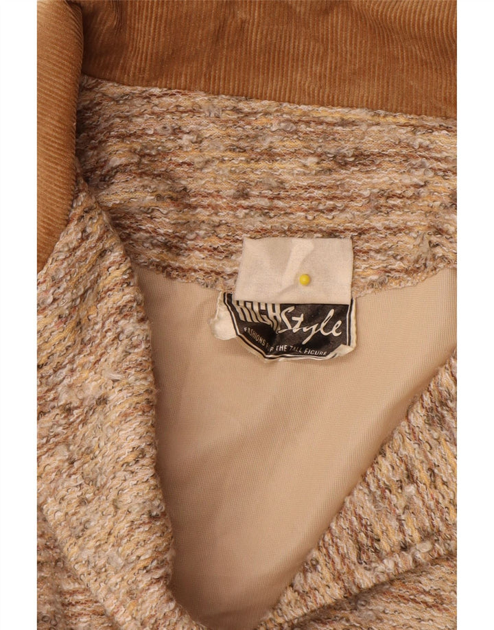 Giacca blazer vintage da donna a 4 bottoni UK 14 grande beige screziato