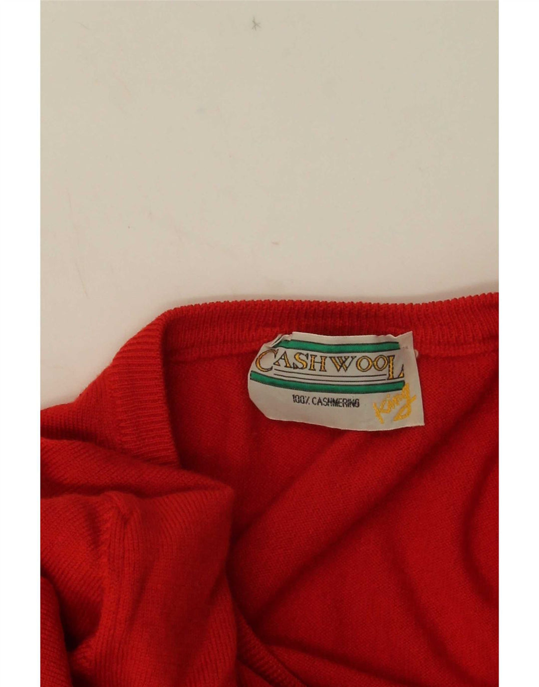 Maglione vintage da uomo con scollo a V IT 50 Cashmere rosso medio
