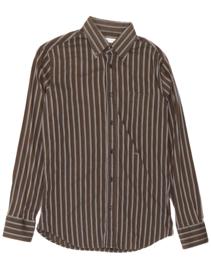 Camicia Trussardi Uomo Cotone Riga Grande Marrone