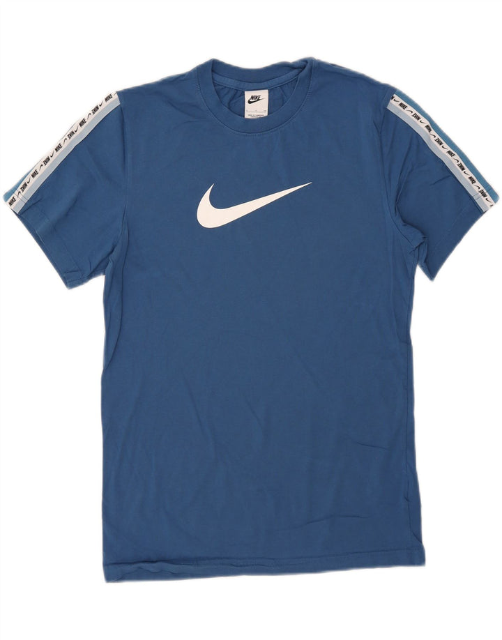 T-shirt grafica da uomo Nike Top Small blu in cotone color block