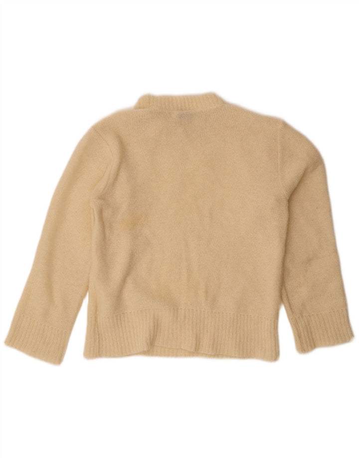 Maglione maglione vintage da donna con collo dolcevita UK 14 medio bianco sporco