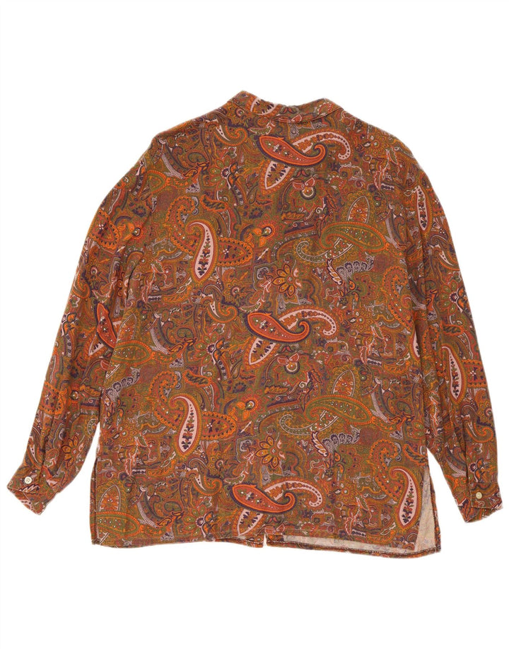 Camicia vintage da donna UK 16 grande motivo cachemire multicolore
