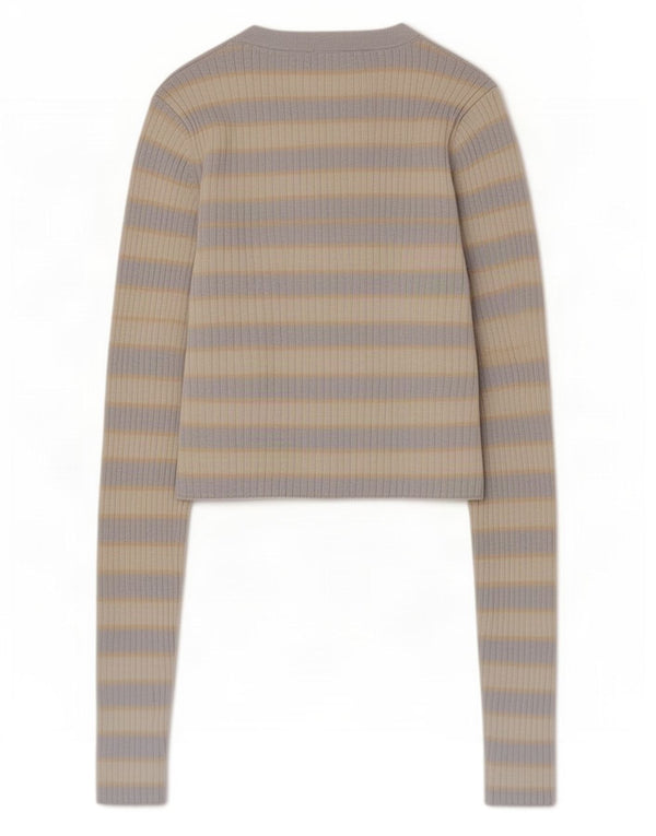 Top cardigan corto da donna Zara UK 8 piccolo in viscosa a righe blu