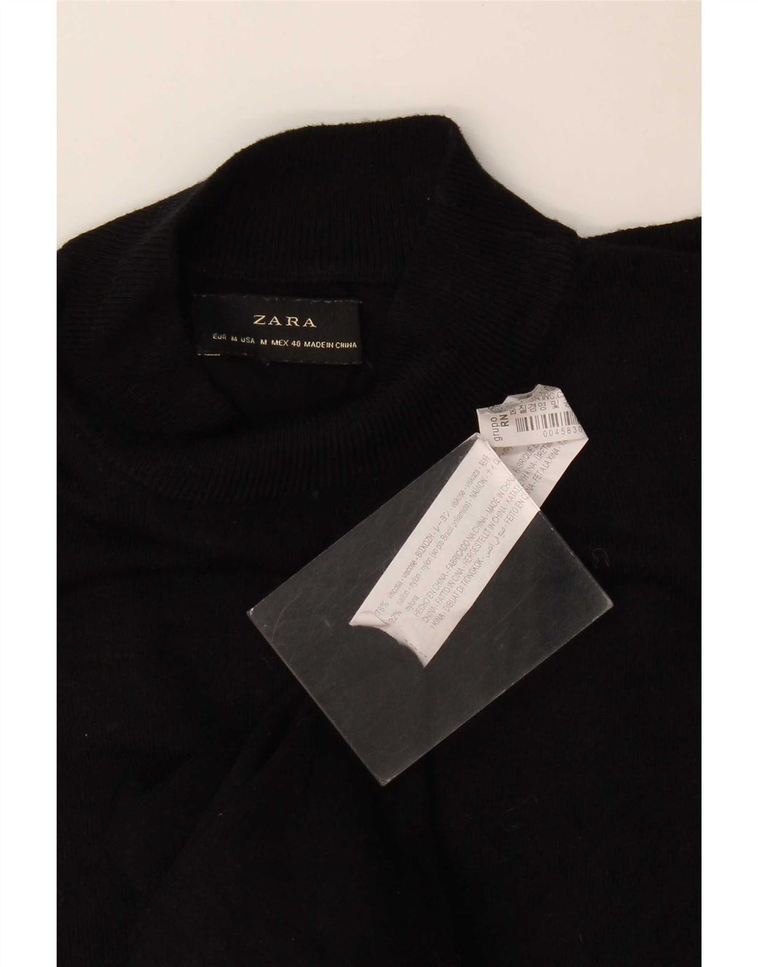 Maglione Zara da uomo con collo alto e viscosa nera media