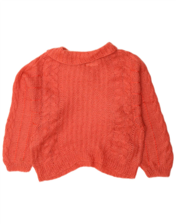 Maglione maglione vintage da donna con collo dolcevita UK 12 Arancione medio