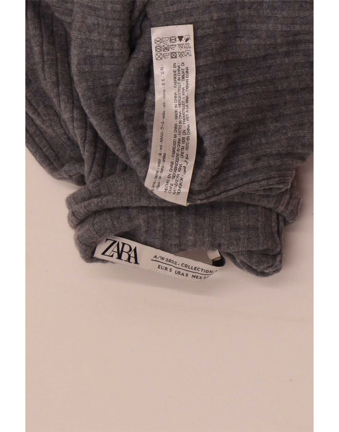 Maglione maglione a collo alto da donna Zara UK 8 piccolo in lana grigia