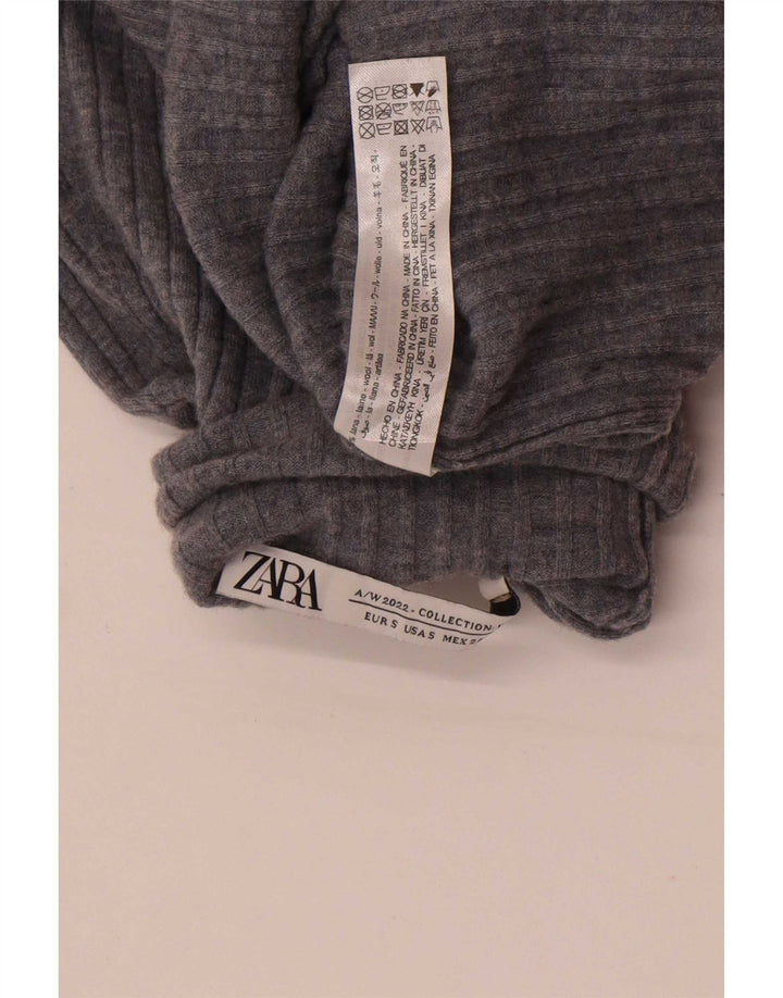 Maglione maglione a collo alto da donna Zara UK 8 piccolo in lana grigia