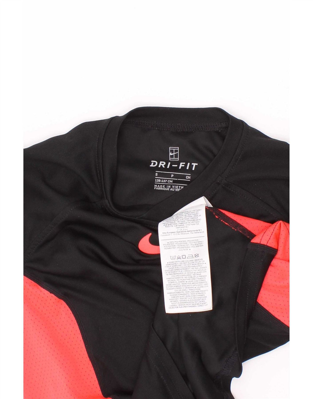 T-shirt Nike da bambino Dri Fit, 8-9 anni, piccola, in poliestere color block nero